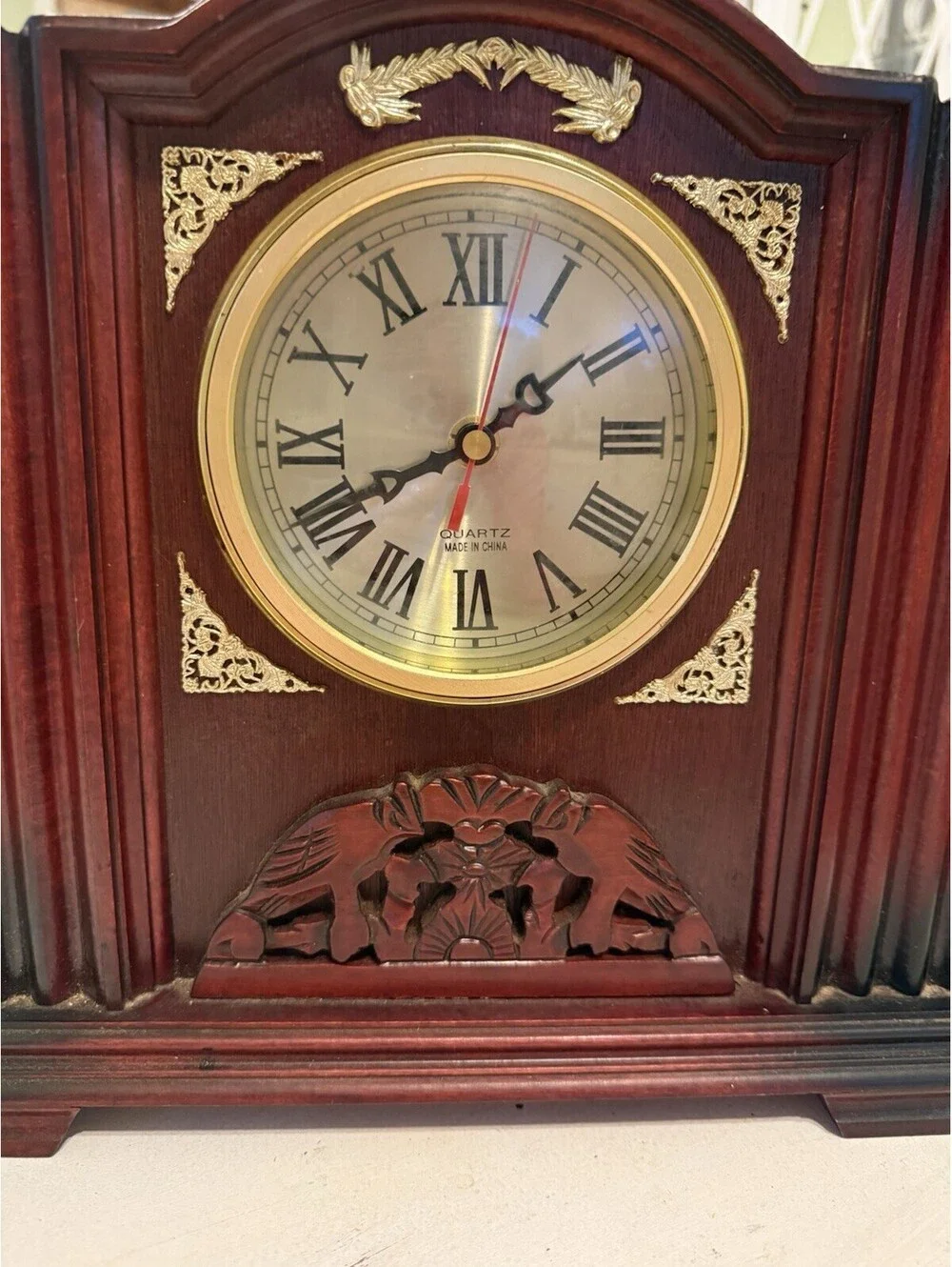 Vintage Polaris battery operated wooden Mantel clock, grandmacore, shabby chic